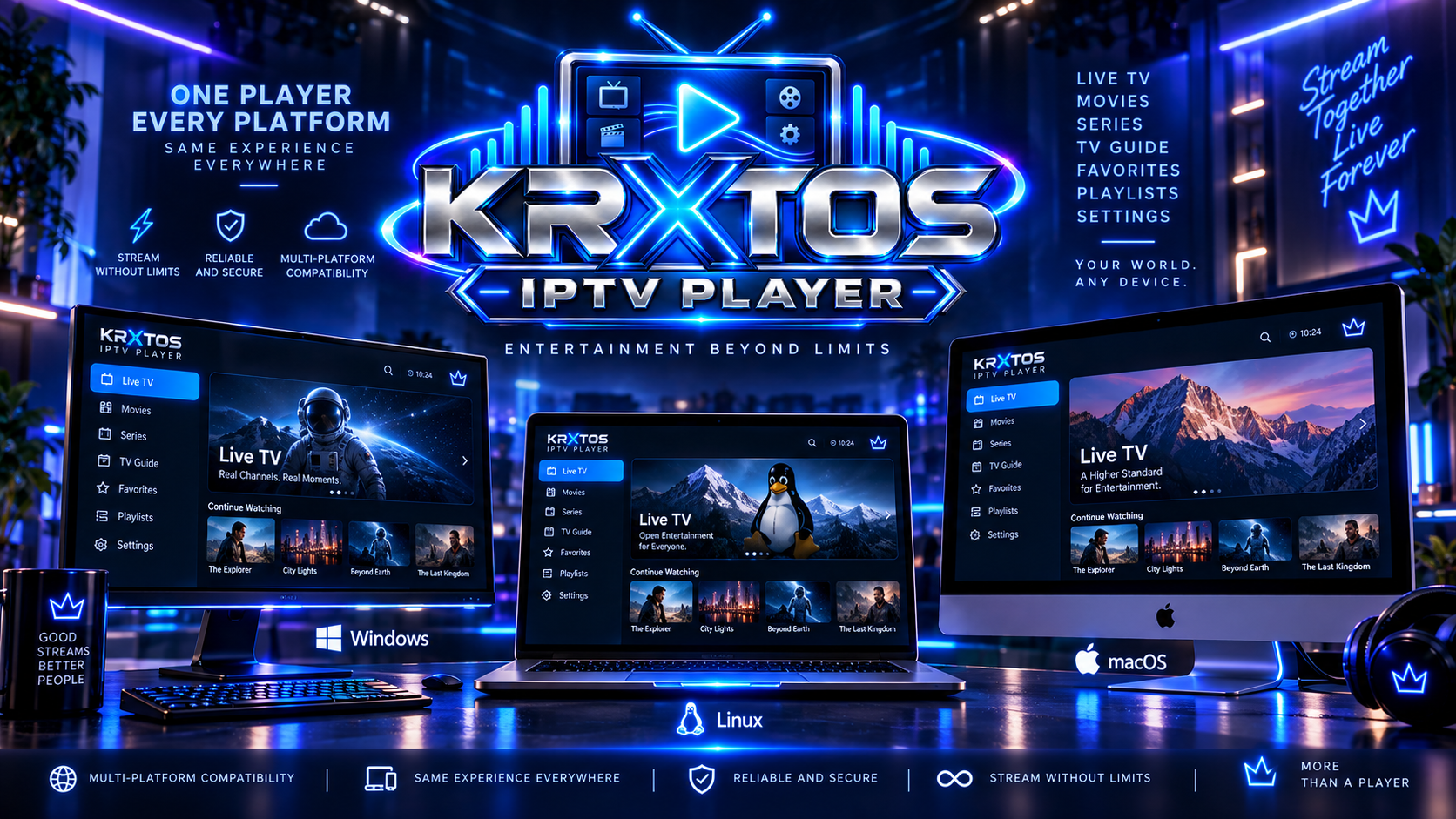 KRXTOS IPTV Player Pro Windows development preview