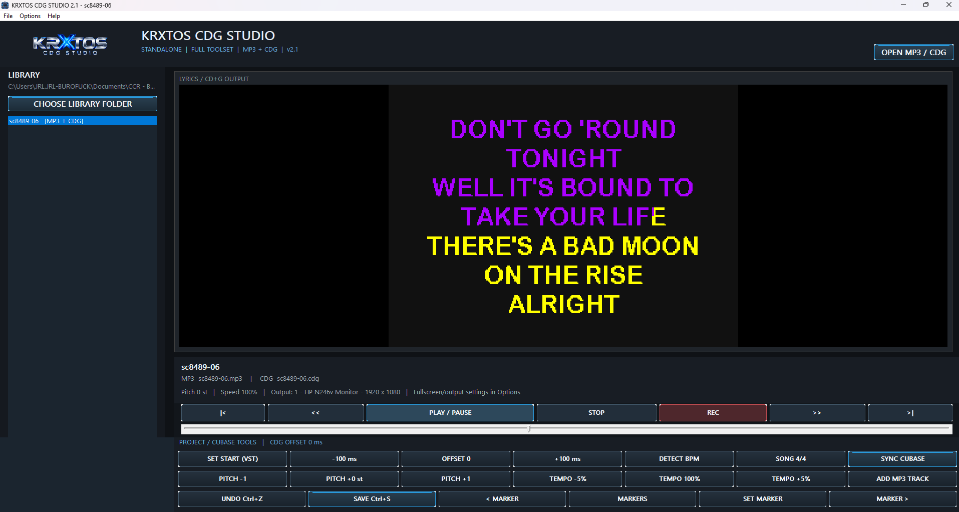 KRXTOS CDG Studio CDG lyrics playback preview