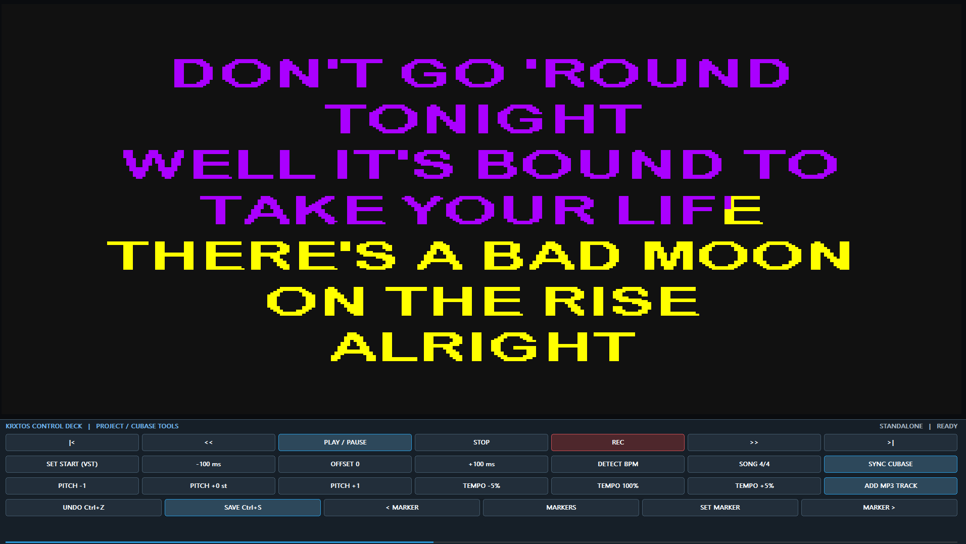 KRXTOS CDG Studio fullscreen lyrics with Control Deck